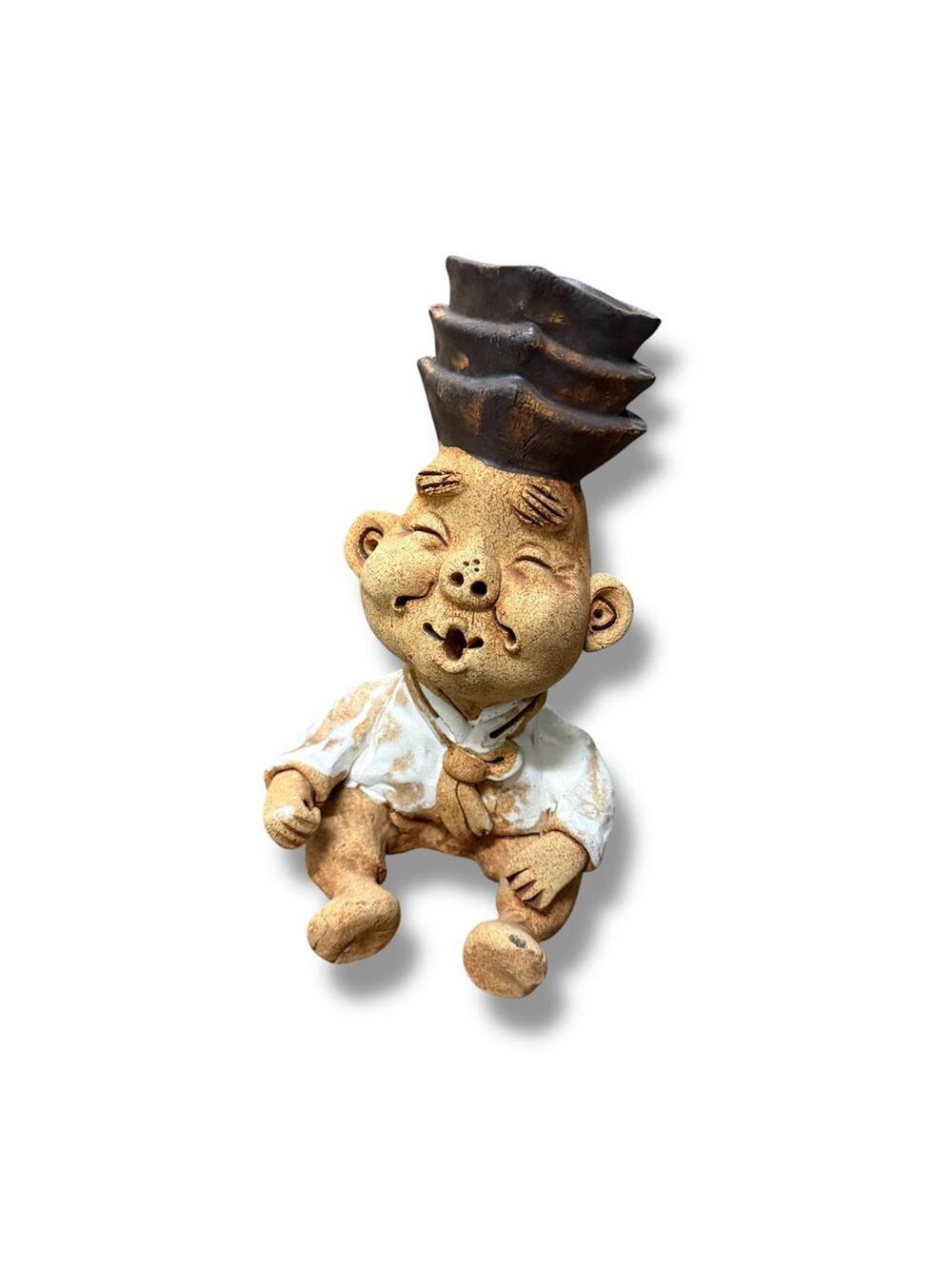 Handmade Korean Sitting Man Pottery